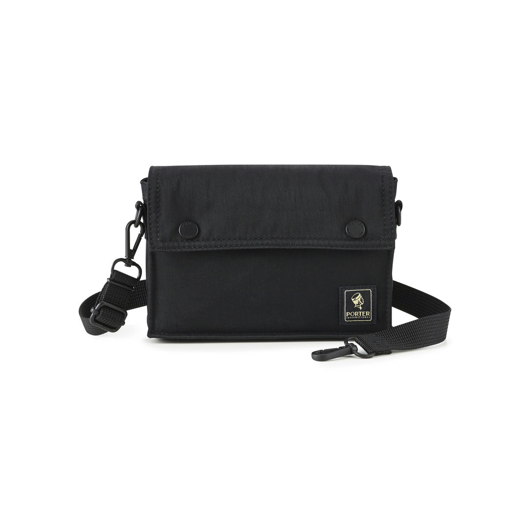 PORTER INTERNATIONAL Mid Shoulder Bag Black front profile view - SKU 11782-00201