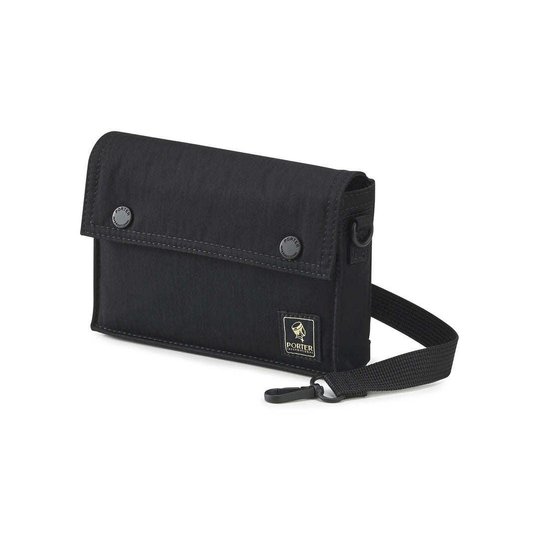 PORTER INTERNATIONAL Mid Shoulder Bag Black angled front view - SKU 11782-00201
