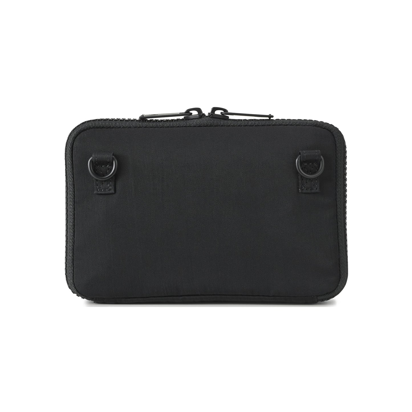 PORTER INTERNATIONAL Mid Shoulder Bag S Black textured fabric crossbody bag flap pocket adjustable strap compact design