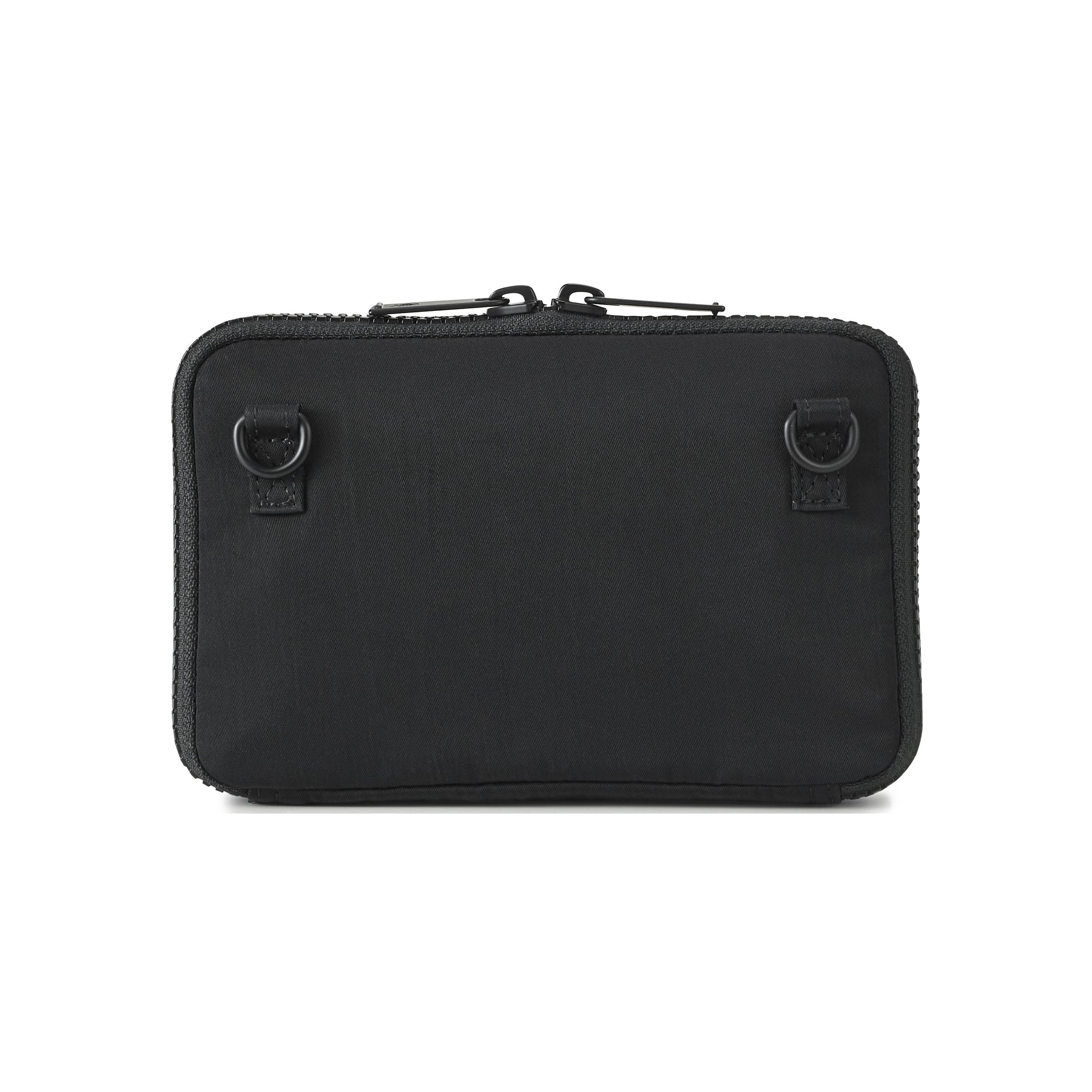 PORTER INTERNATIONAL Mid Shoulder Bag S Black textured fabric crossbody bag flap pocket adjustable strap compact design