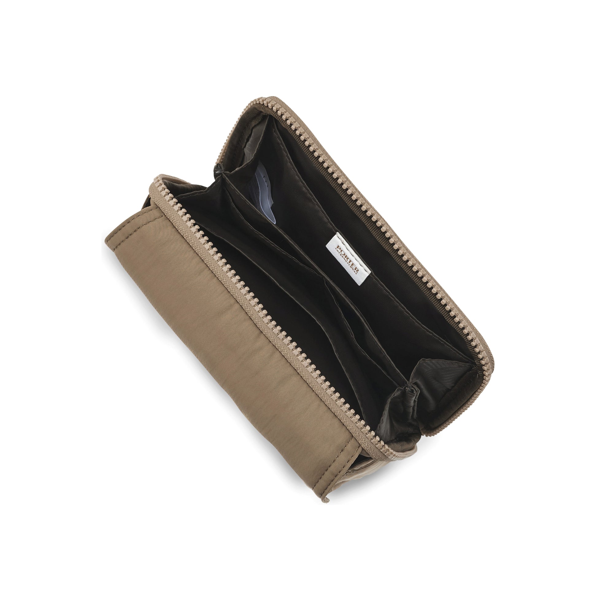 PORTER INTERNATIONAL Mid Shoulder Bag S Brown textured fabric crossbody bag flap pocket adjustable strap compact design