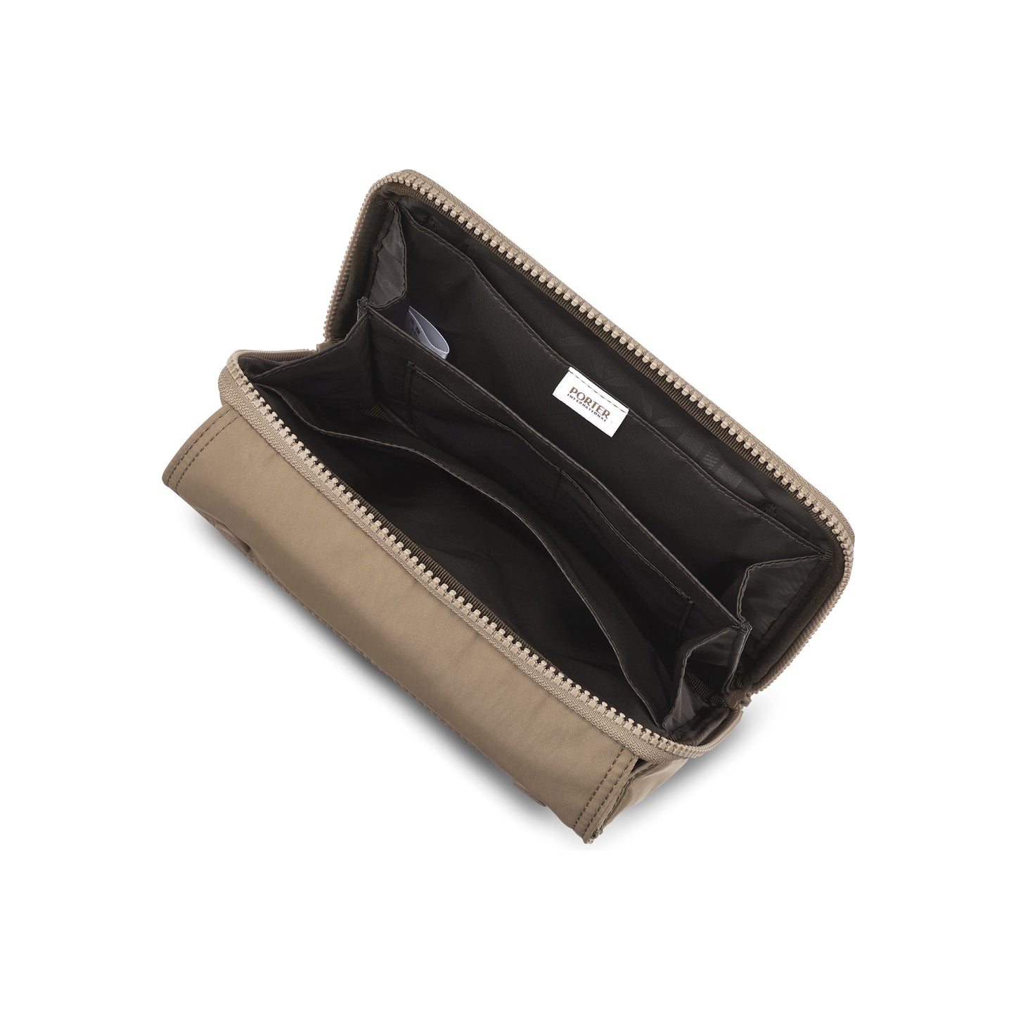 PORTER INTERNATIONAL Mid Shoulder Bag M Brown textured fabric crossbody bag flap pocket adjustable strap compact design