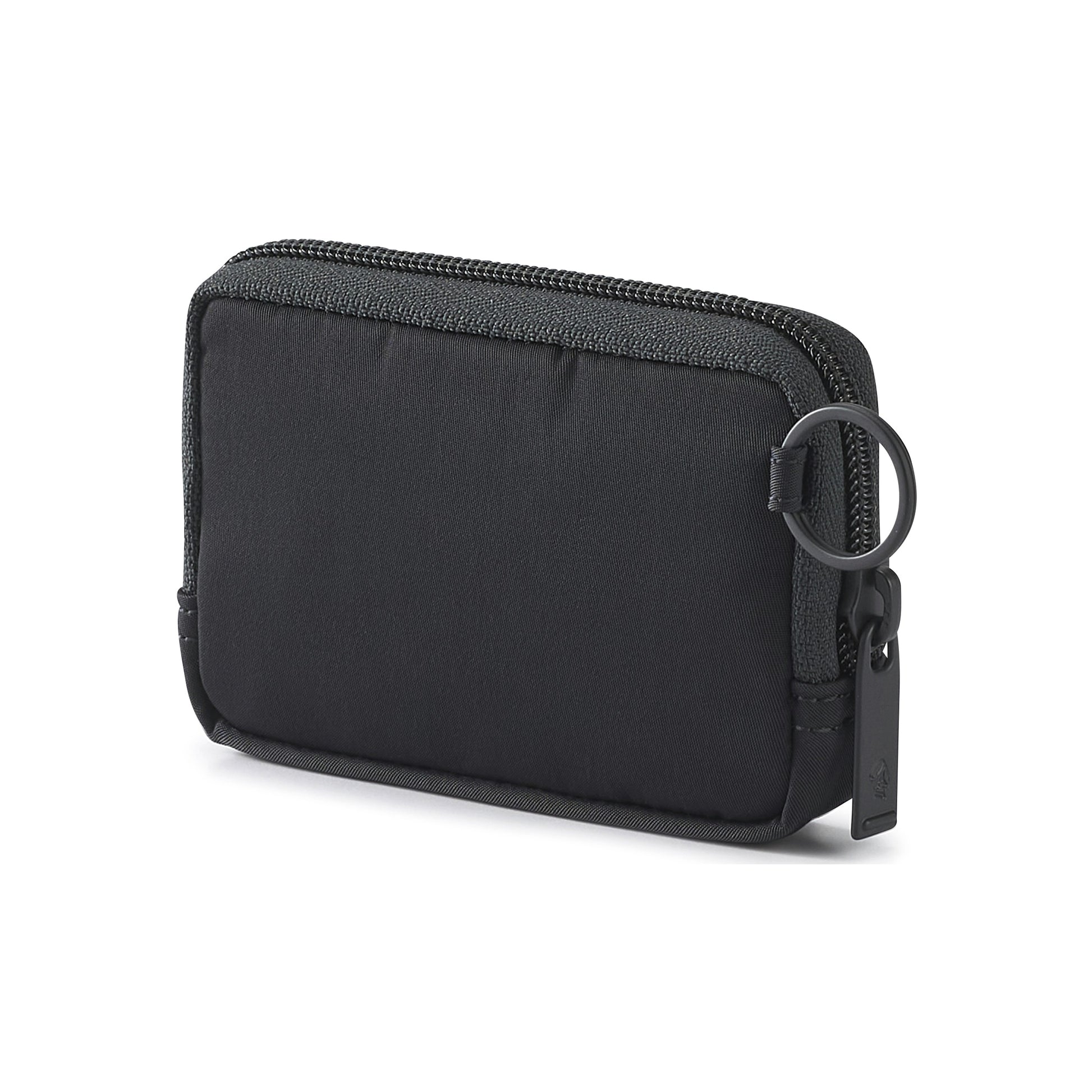 PORTER INTERNATIONAL Mid Coin Case Black textured fabric zip coin pouch compact everyday carry