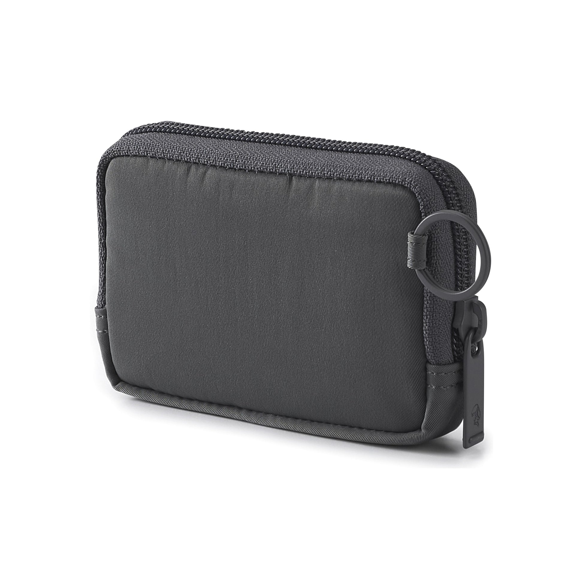 PORTER INTERNATIONAL Mid Coin Case Brown textured fabric zip coin pouch compact everyday carry