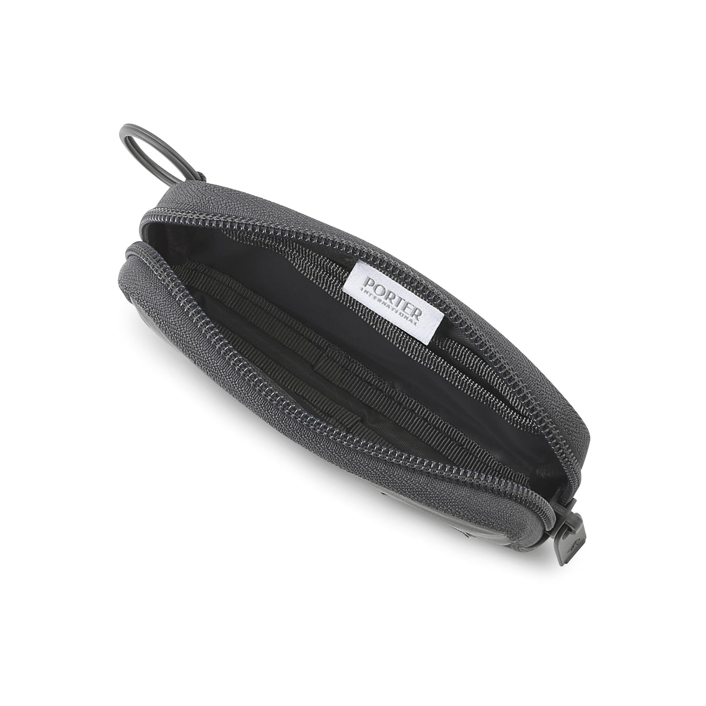 PORTER INTERNATIONAL Mid Coin Case Brown textured fabric zip coin pouch compact everyday carry