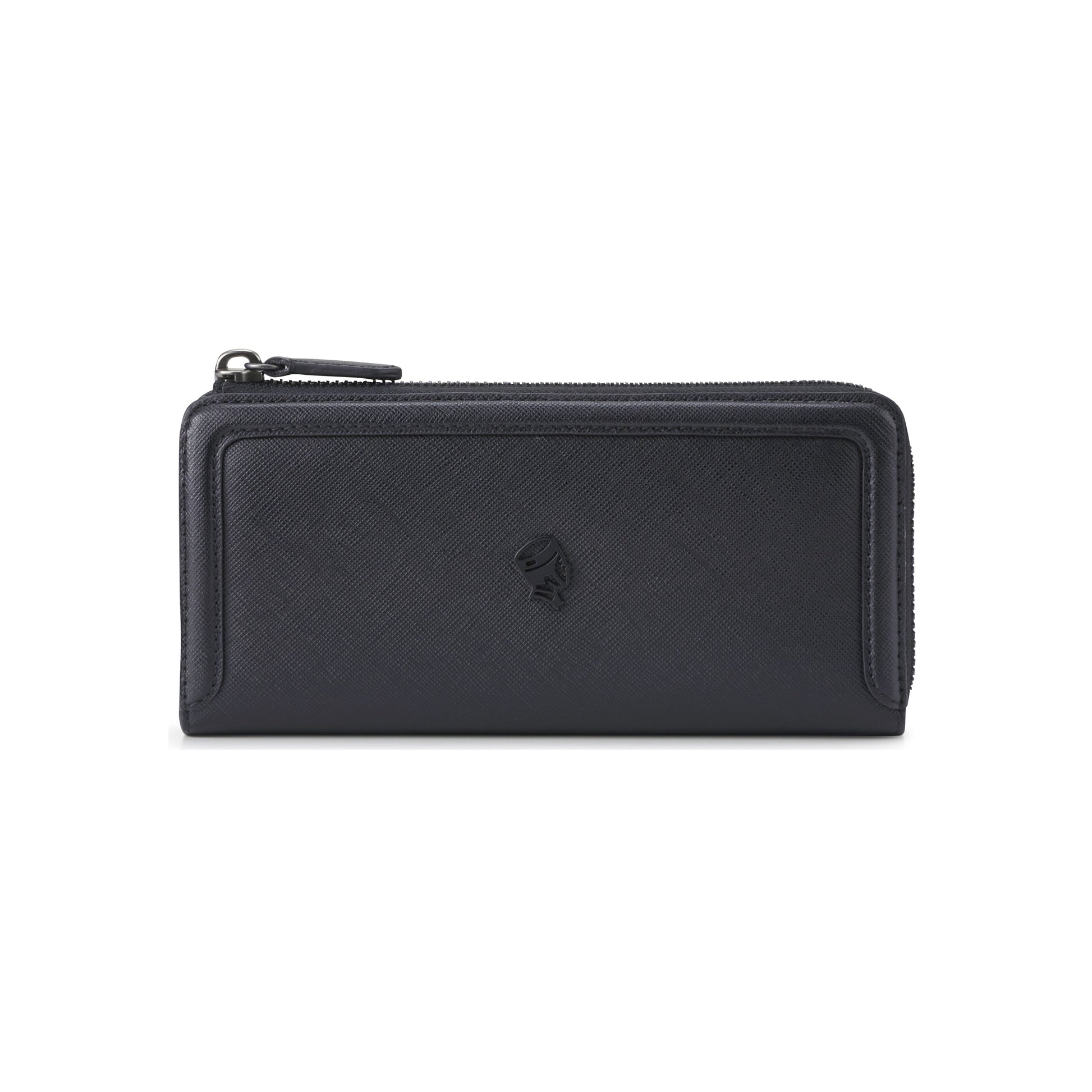 PORTER INTERNATIONAL Bound Long Wallet Black textured leather zip around wallet multiple card slots long design