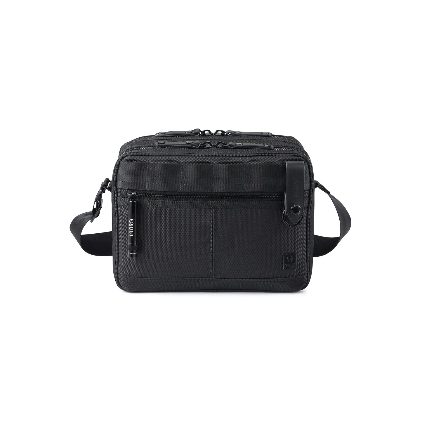 PORTER INTERNATIONAL New Heat Shoulder Bag Large Black durable multi compartment shoulder bag with adjustable strap