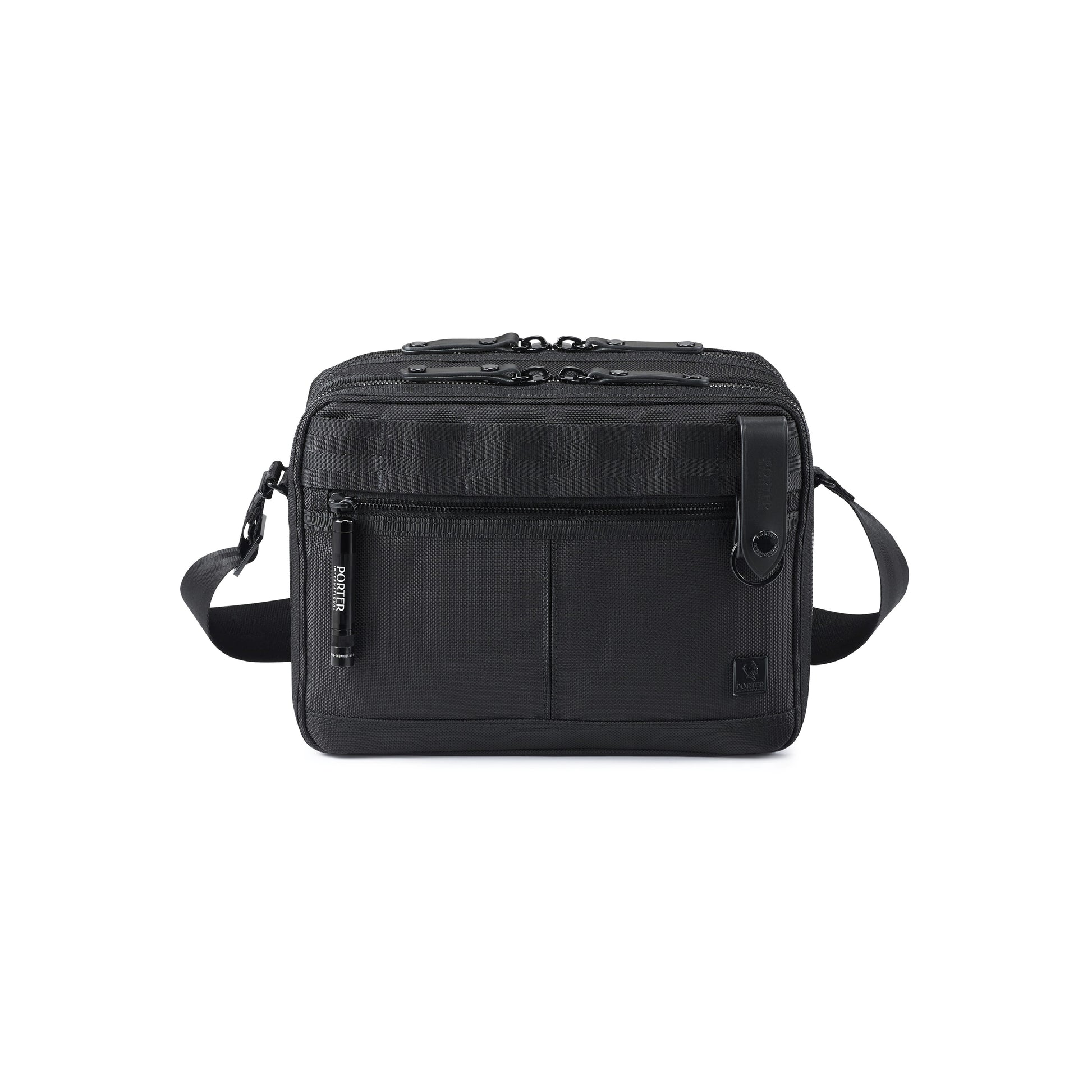 PORTER INTERNATIONAL New Heat Shoulder Bag Large Black durable multi compartment shoulder bag with adjustable strap
