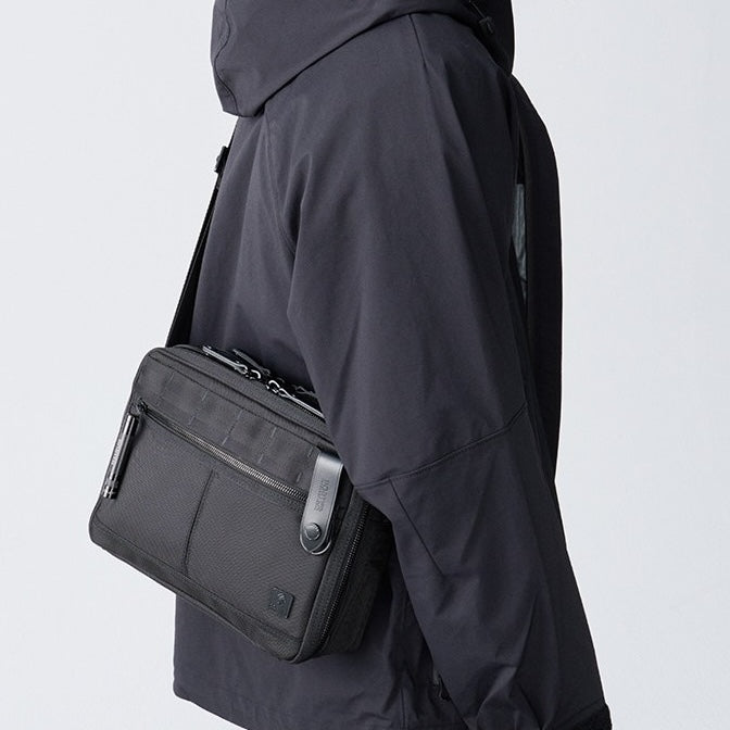 PORTER INTERNATIONAL New Heat Shoulder Bag Large Black durable multi compartment shoulder bag with adjustable strap