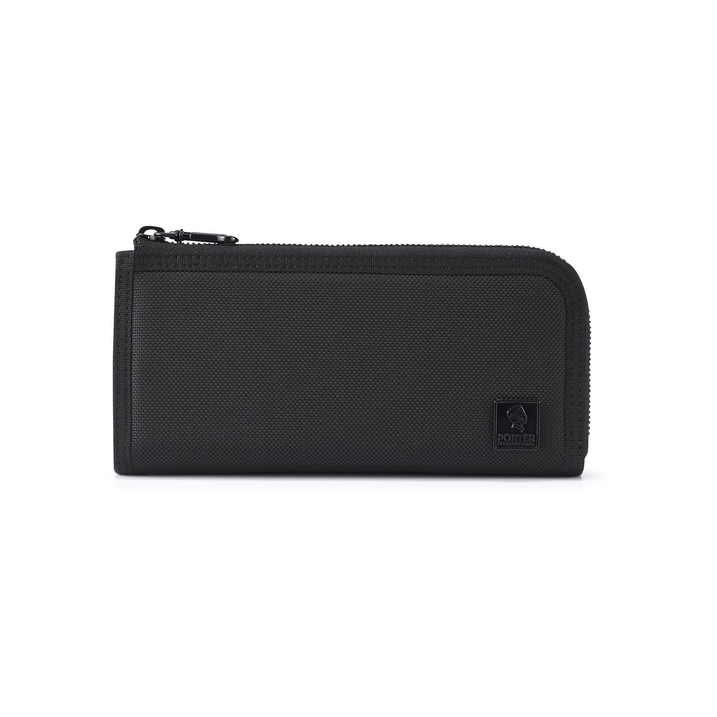 PORTER INTERNATIONAL New Heat Long Wallet Jet Black with durable textured fabric and slim zip-around design