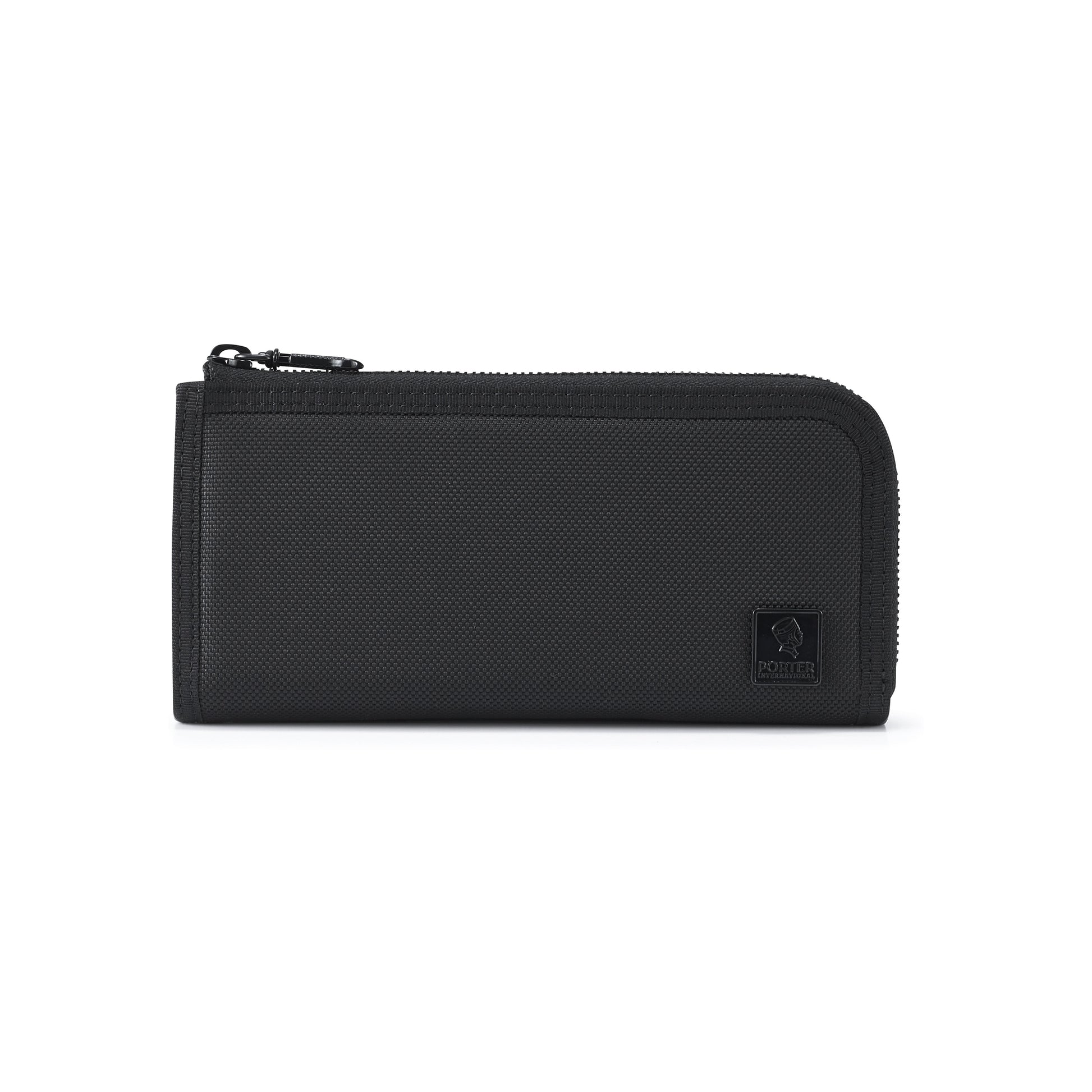 PORTER INTERNATIONAL New Heat Long Wallet Jet Black with durable textured fabric and slim zip-around design