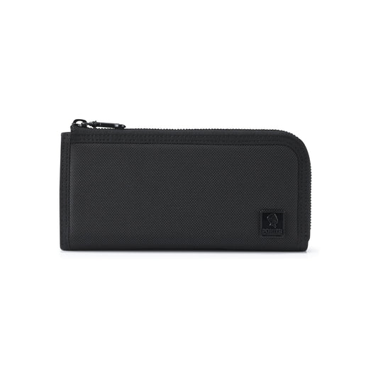 PORTER INTERNATIONAL New Heat Long Wallet Jet Black with durable textured fabric and slim zip-around design