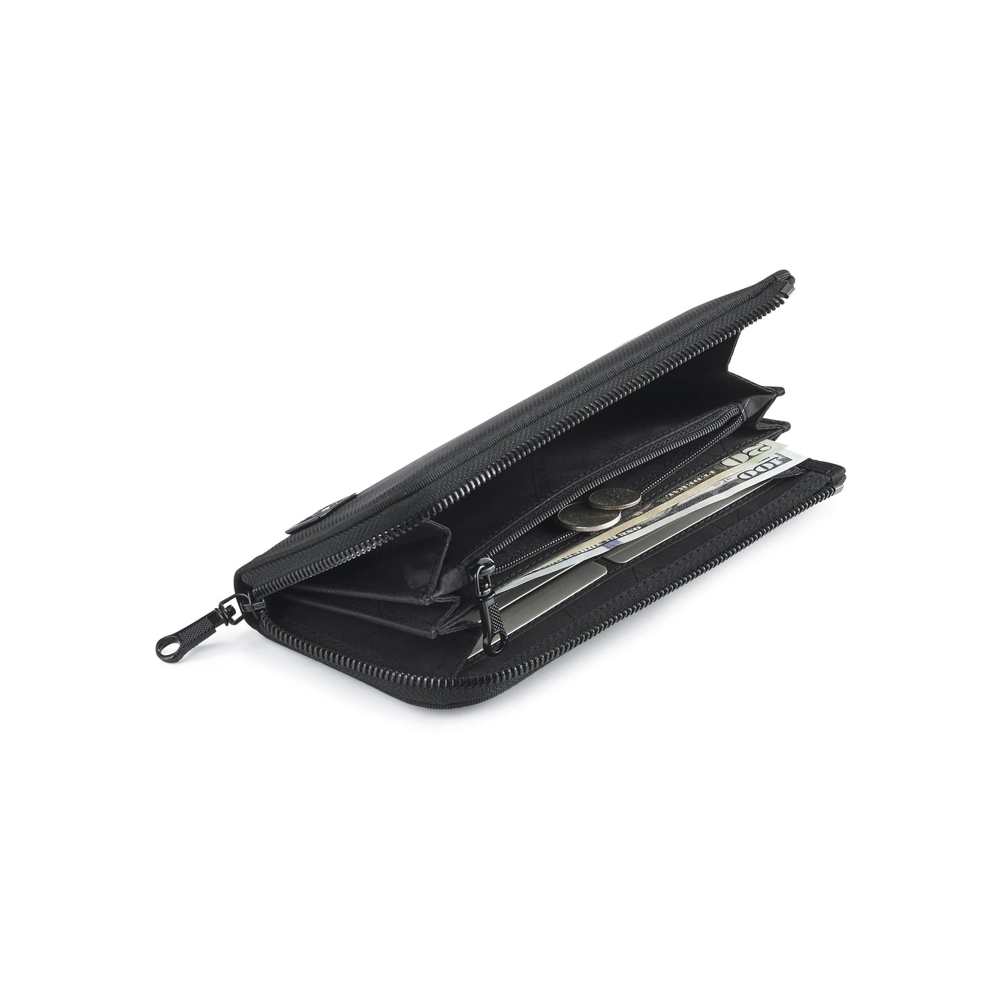 PORTER INTERNATIONAL New Heat Long Wallet Jet Black with durable textured fabric and slim zip-around design