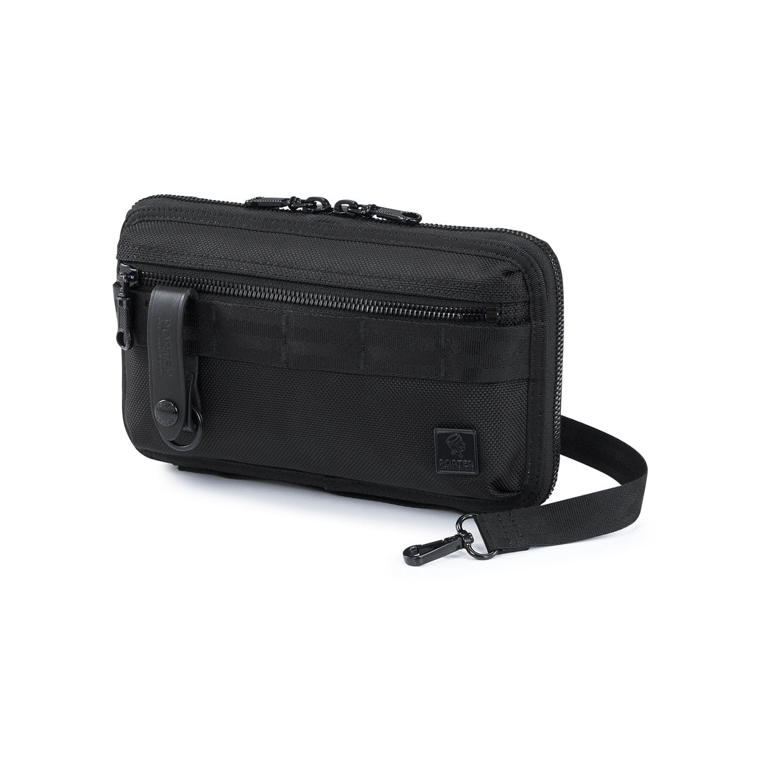 PORTER INTERNATIONAL New Heat Shoulder Bag 'Black' - front angled view