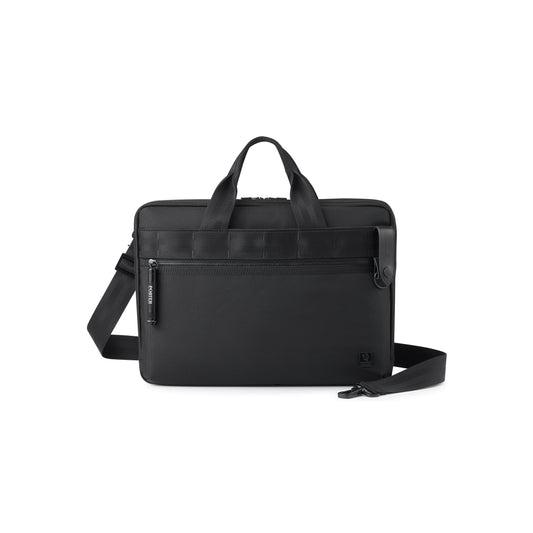 PORTER INTERNATIONAL New Heat Briefcase Black durable fabric laptop bag dual handles adjustable shoulder strap multiple compartments