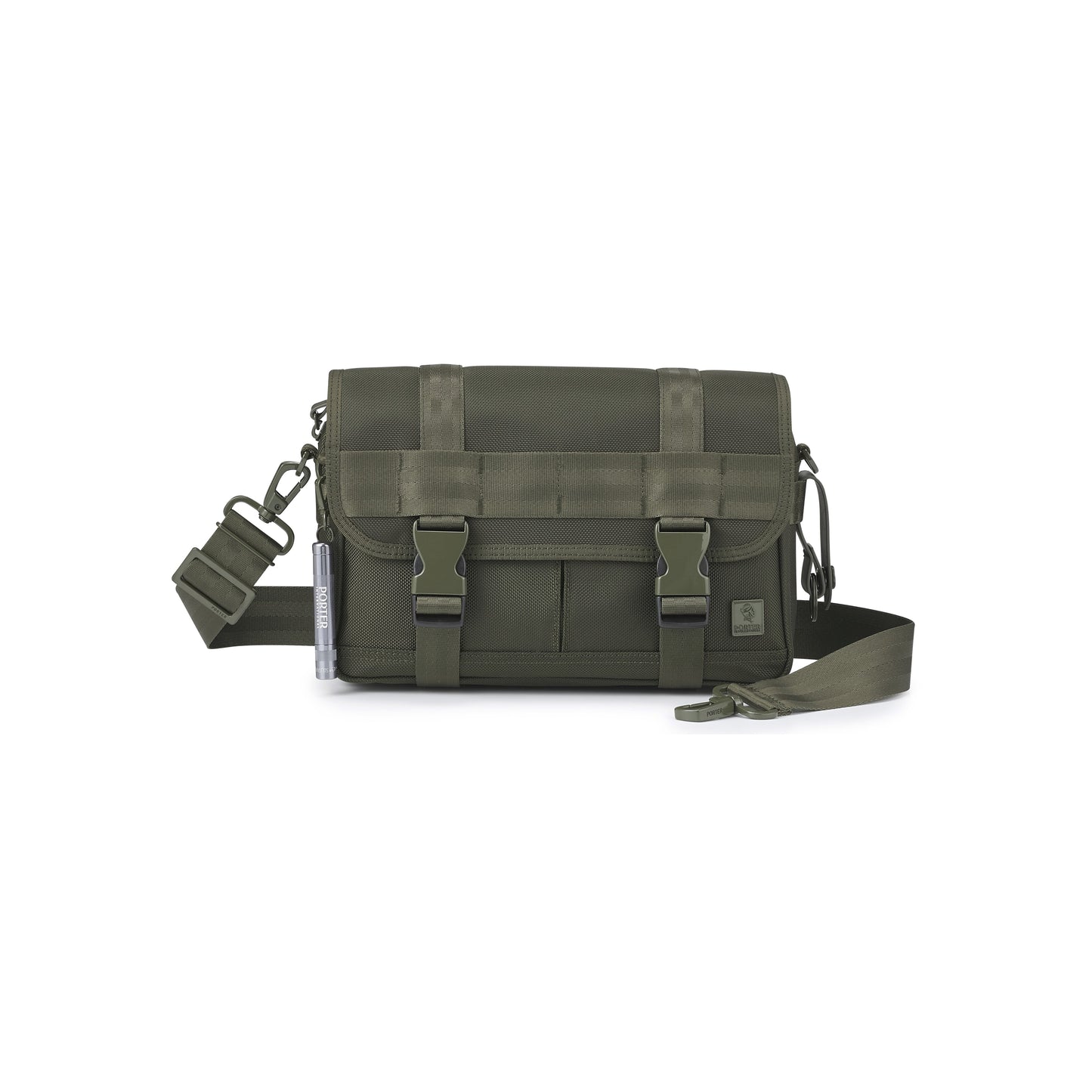 PORTER INTERNATIONAL New Heat Shoulder Bag Forest Green tactical fabric crossbody bag flap closure multiple pockets adjustable strap