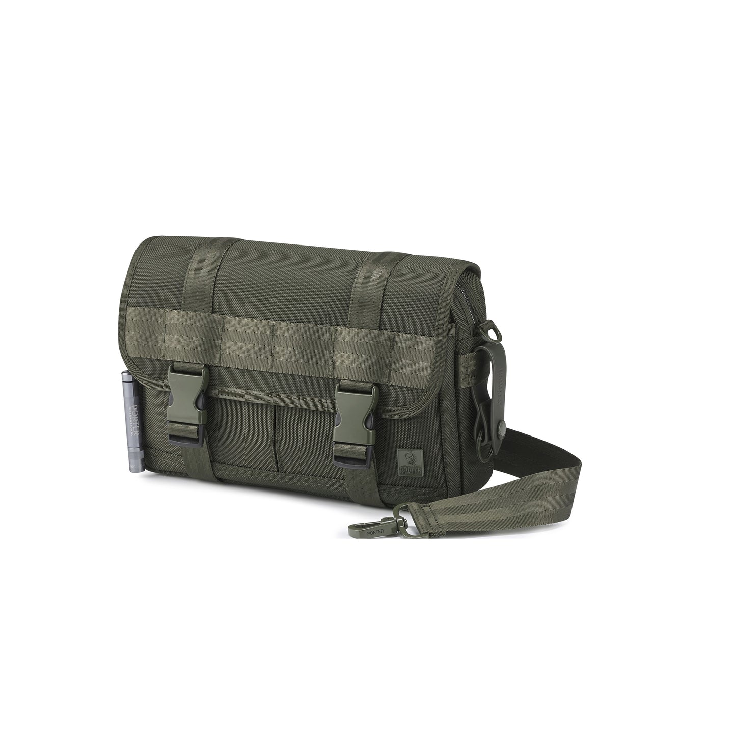 PORTER INTERNATIONAL New Heat Shoulder Bag Forest Green tactical fabric crossbody bag flap closure multiple pockets adjustable strap