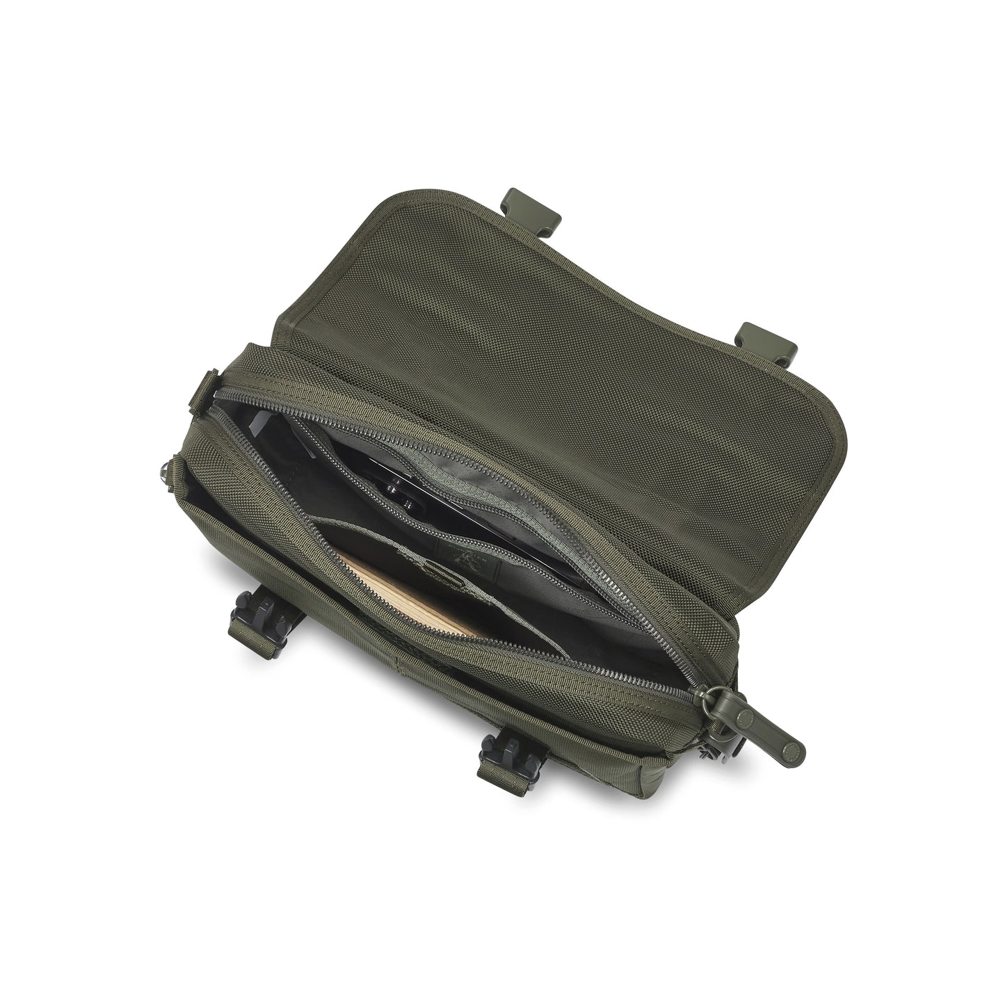 PORTER INTERNATIONAL New Heat Shoulder Bag Forest Green tactical fabric crossbody bag flap closure multiple pockets adjustable strap