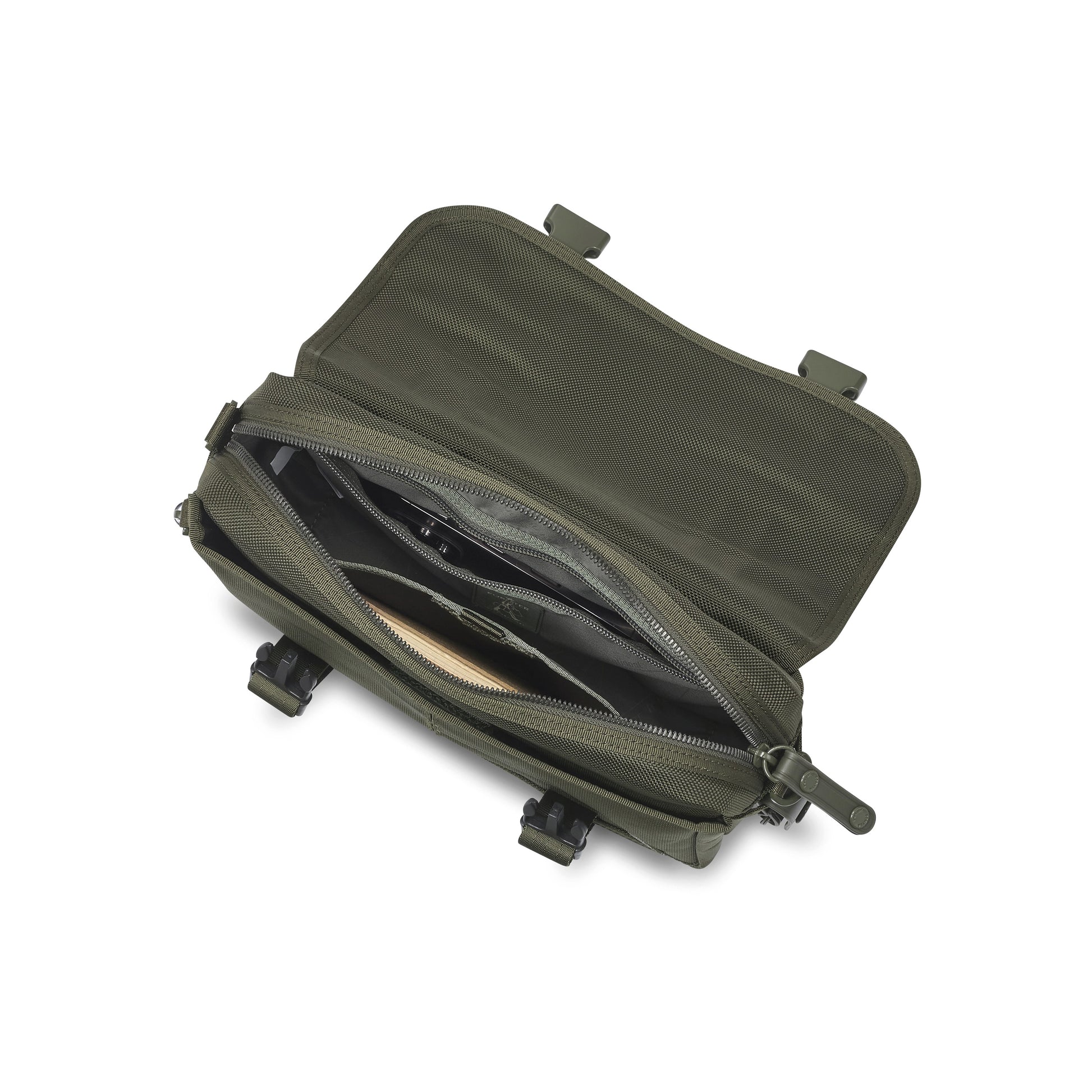 PORTER INTERNATIONAL New Heat Shoulder Bag Forest Green tactical fabric crossbody bag flap closure multiple pockets adjustable strap