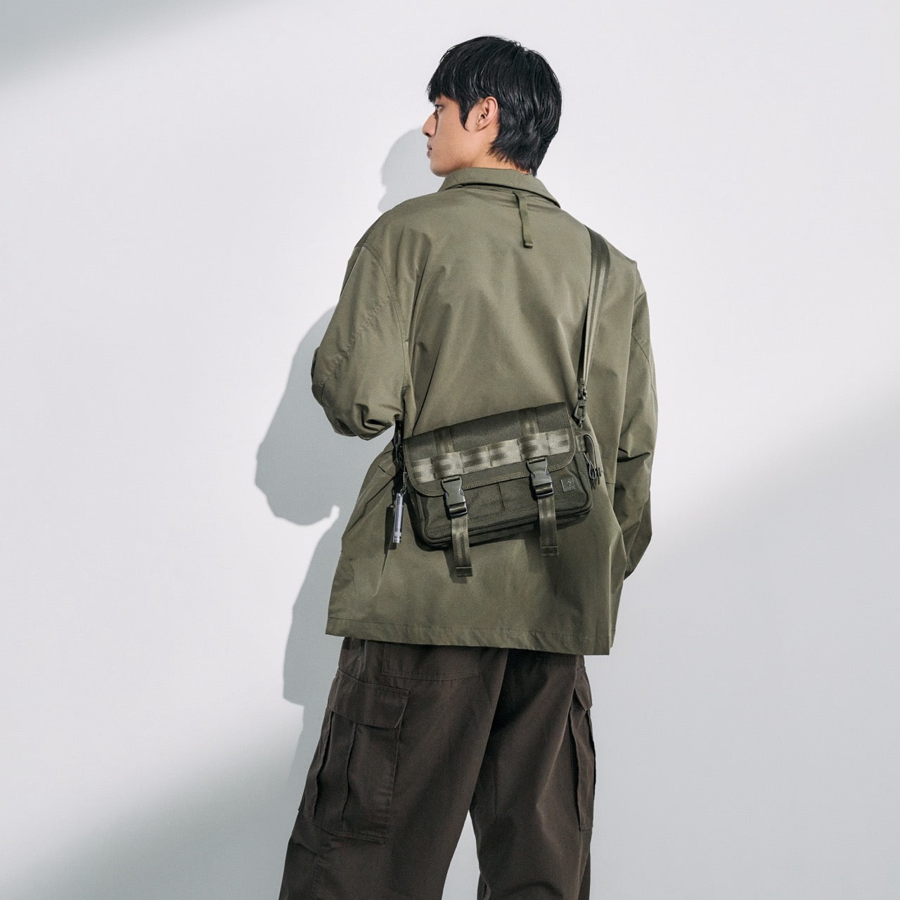 PORTER INTERNATIONAL New Heat Shoulder Bag Forest Green tactical fabric crossbody bag flap closure multiple pockets adjustable strap