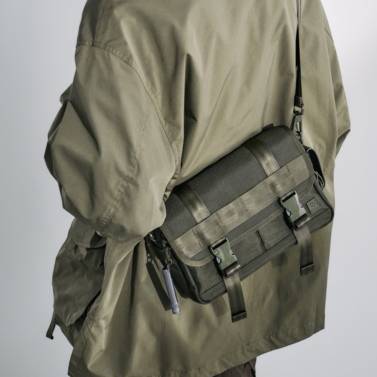 PORTER INTERNATIONAL New Heat Shoulder Bag Forest Green tactical fabric crossbody bag flap closure multiple pockets adjustable strap