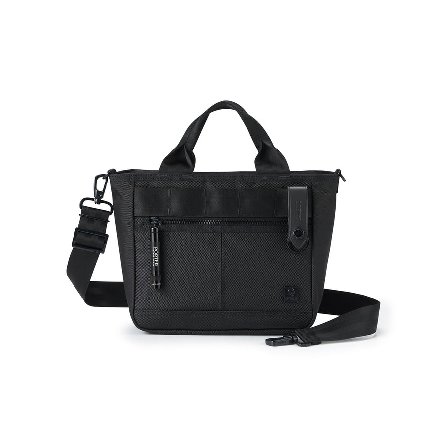 PORTER INTERNATIONAL New Heat Handbag (M) 'Jet Black' - front view