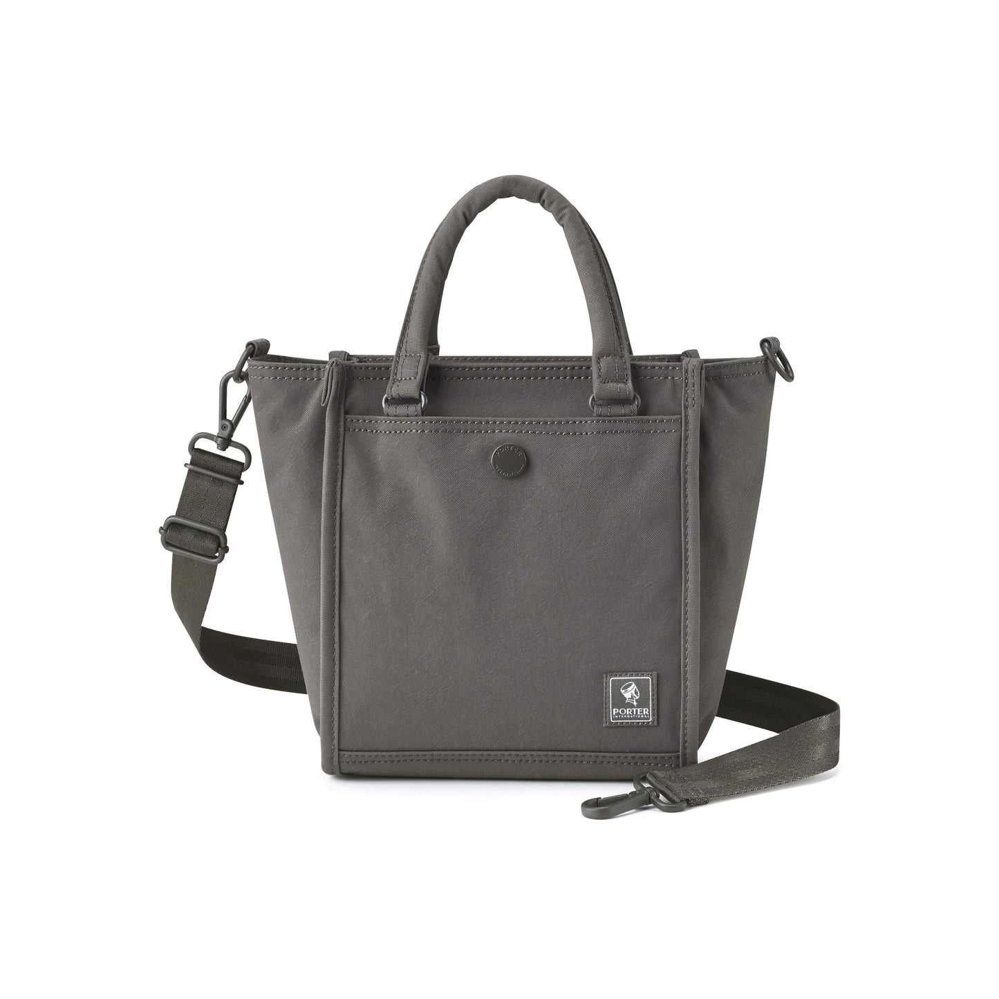 PORTER INTERNATIONAL Swing Handbag S Light Grey nylon shoulder bag top handle detachable strap structured design