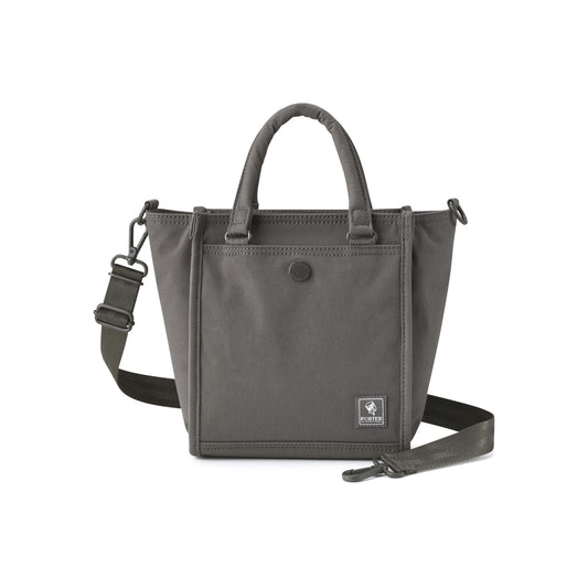 PORTER INTERNATIONAL Swing Handbag S Light Grey nylon shoulder bag top handle detachable strap structured design