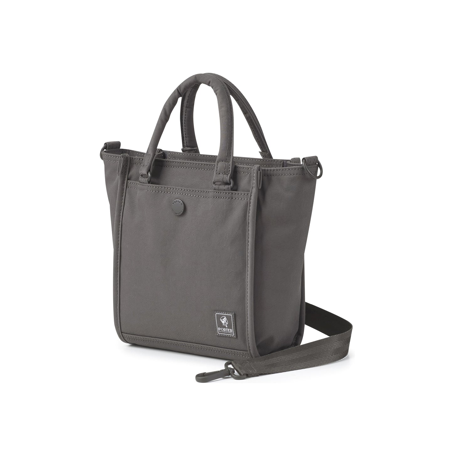 PORTER INTERNATIONAL Swing Handbag S Light Grey nylon shoulder bag top handle detachable strap structured design