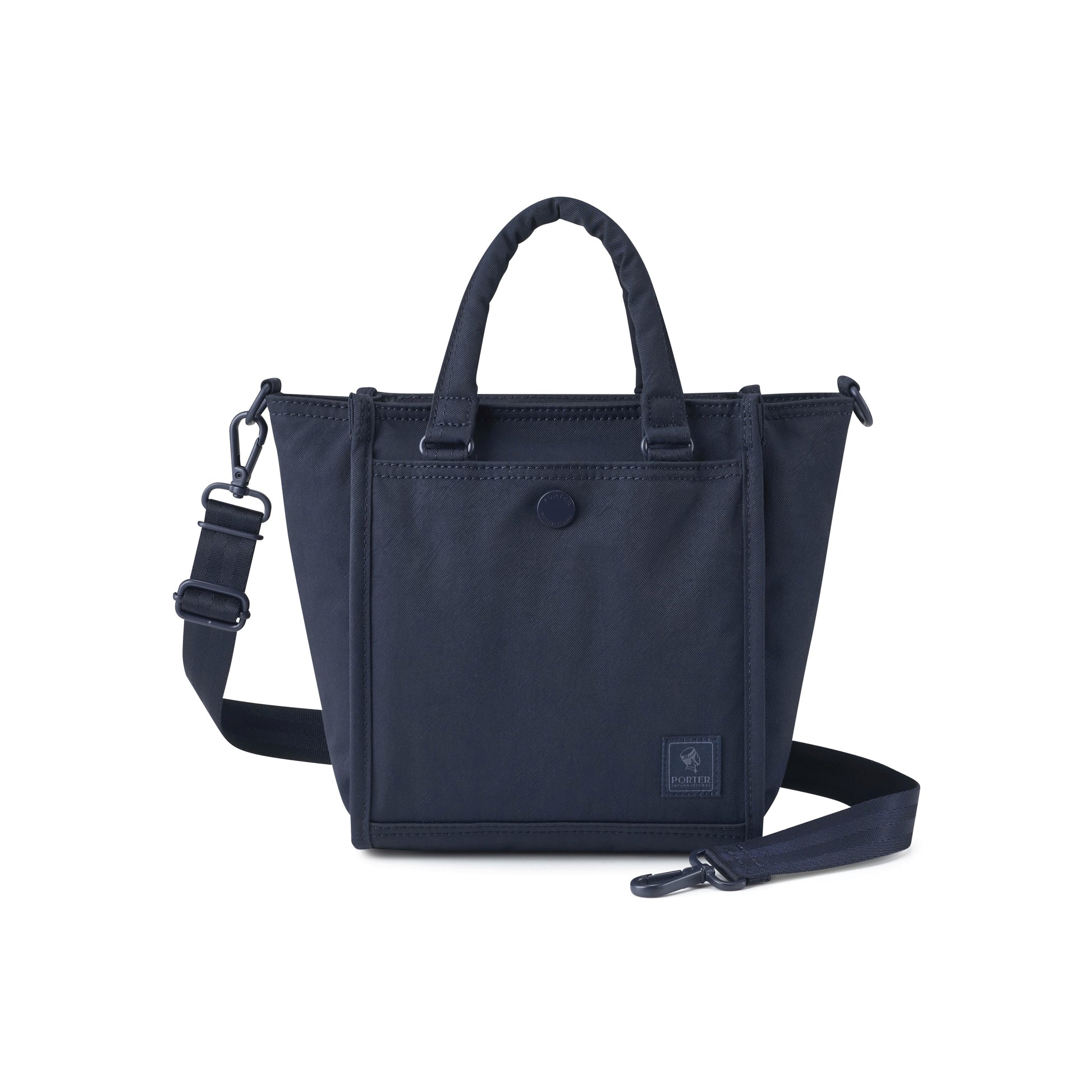 PORTER INTERNATIONAL Swing Handbag S Blue nylon shoulder bag top handle detachable strap structured design