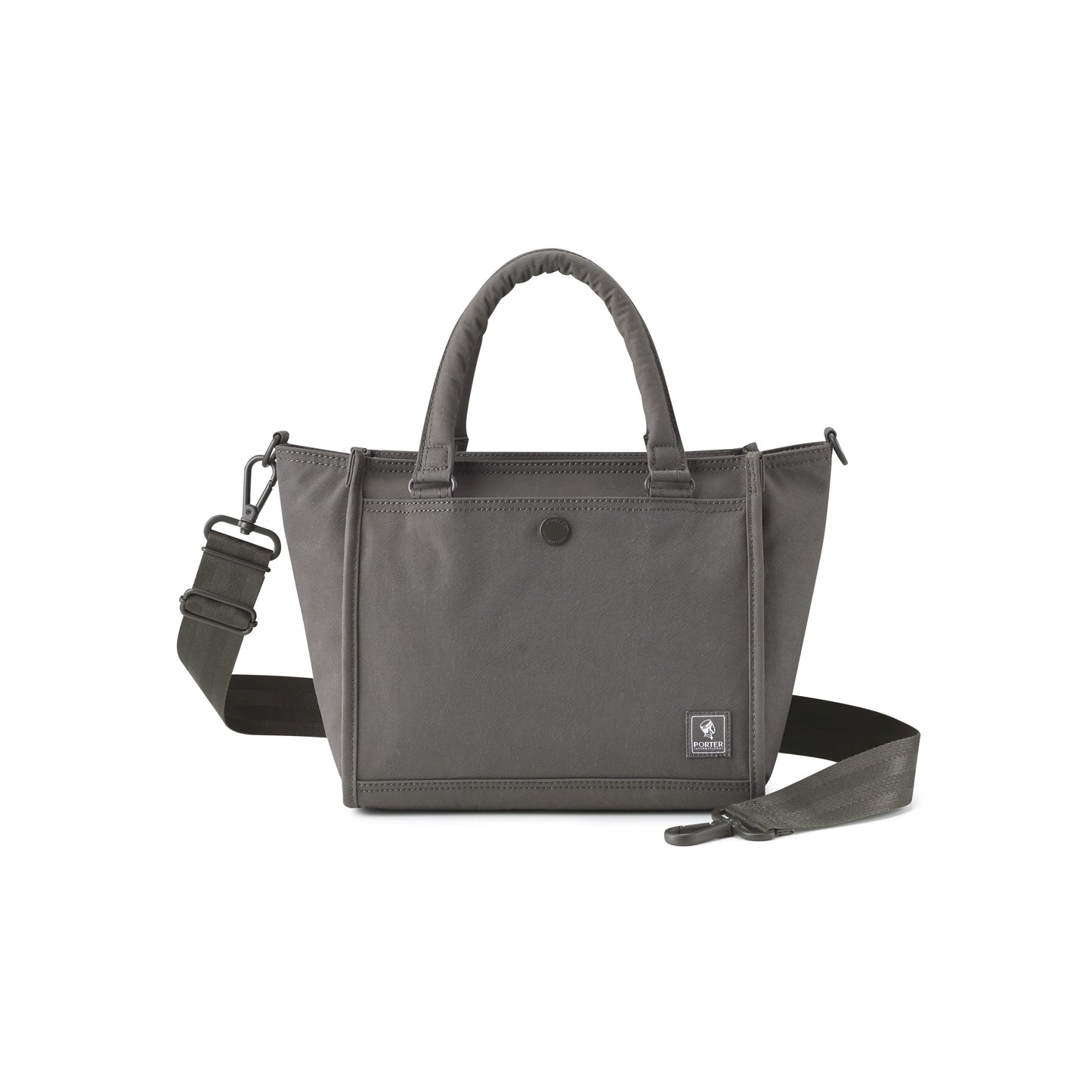 PORTER INTERNATIONAL Swing Handbag M Light Grey nylon shoulder bag top handle detachable strap structured design