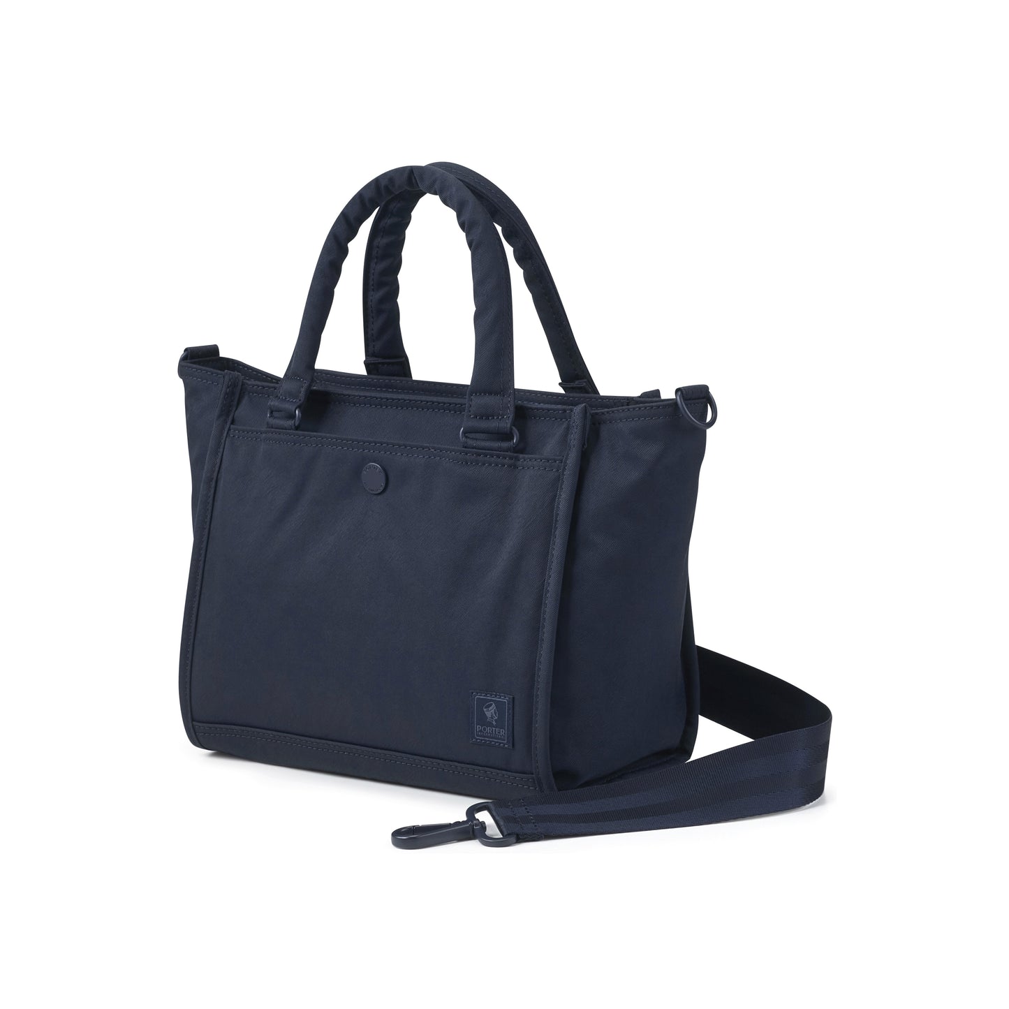 PORTER INTERNATIONAL Swing Handbag M Blue nylon shoulder bag top handle detachable strap structured design