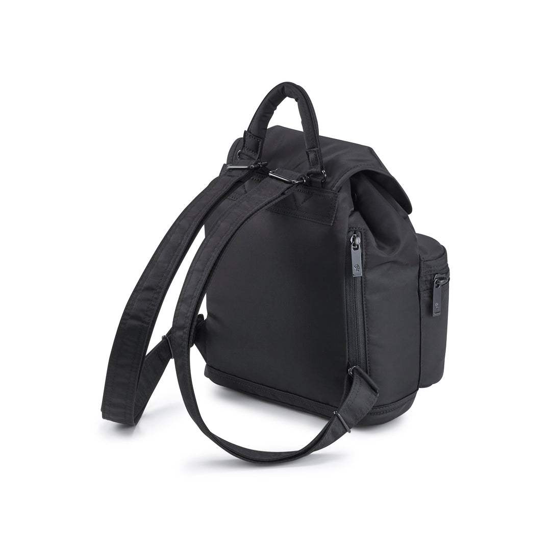 PORTER INTERNATIONAL Semi Backpack (S) 'Black' - side view with shoulder straps