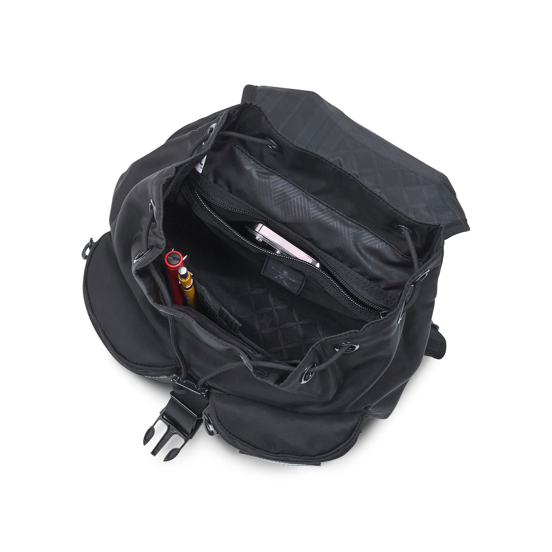 PORTER INTERNATIONAL Semi Backpack (S) 'Black' - open main compartment