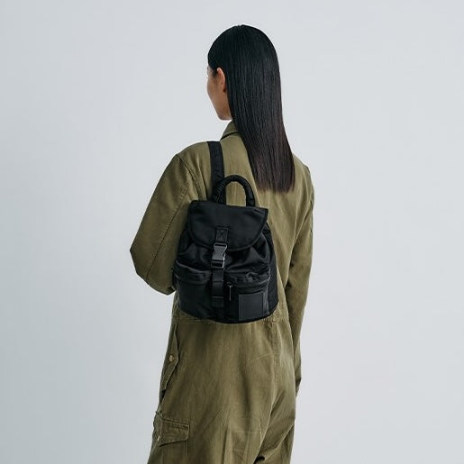 PORTER INTERNATIONAL Semi Backpack (S) 'Black' - modelled lifestyle view