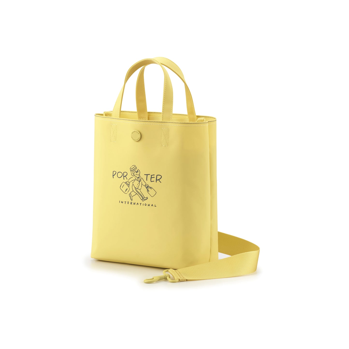 PORTER INTERNATIONAL Gappy HandBag Pouch Cream Yellow lightweight handbag matching pouch adjustable strap everyday accessory