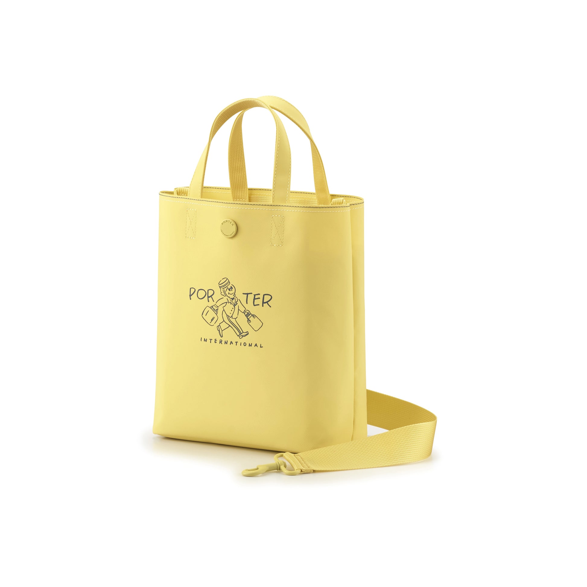 PORTER INTERNATIONAL Gappy HandBag Pouch Cream Yellow lightweight handbag matching pouch adjustable strap everyday accessory