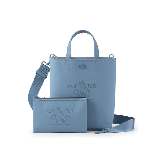PORTER INTERNATIONAL Gappy HandBag Pouch Sky Blue lightweight handbag matching pouch adjustable strap everyday accessory