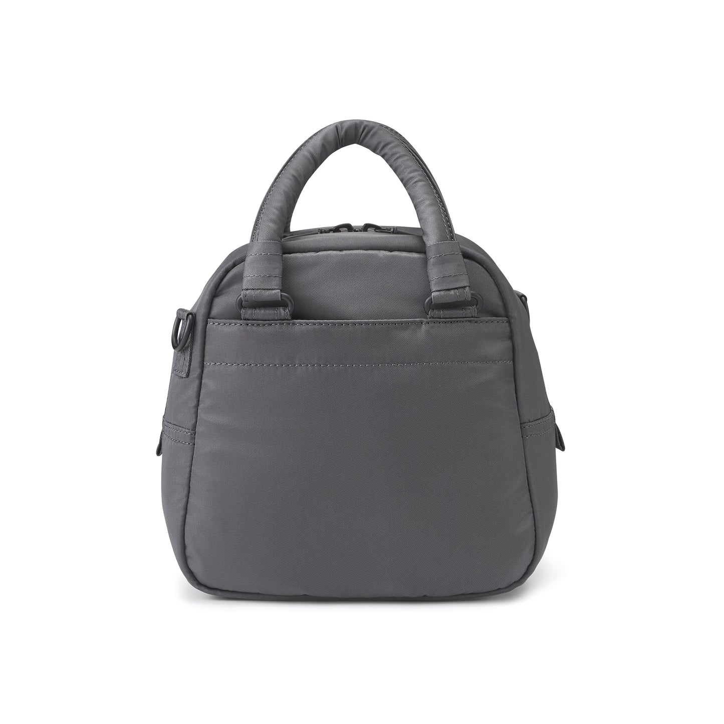 PORTER INTERNATIONAL Harbor Handbag Version 3 Grey textured fabric shoulder bag top handle detachable strap mini pouch