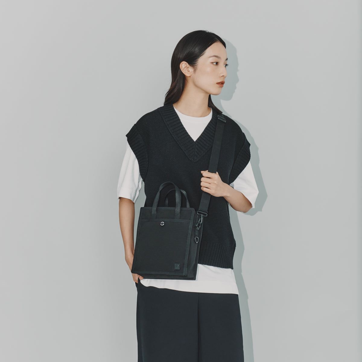PORTER INTERNATIONAL Dean Handbag 'Black' - modelled view