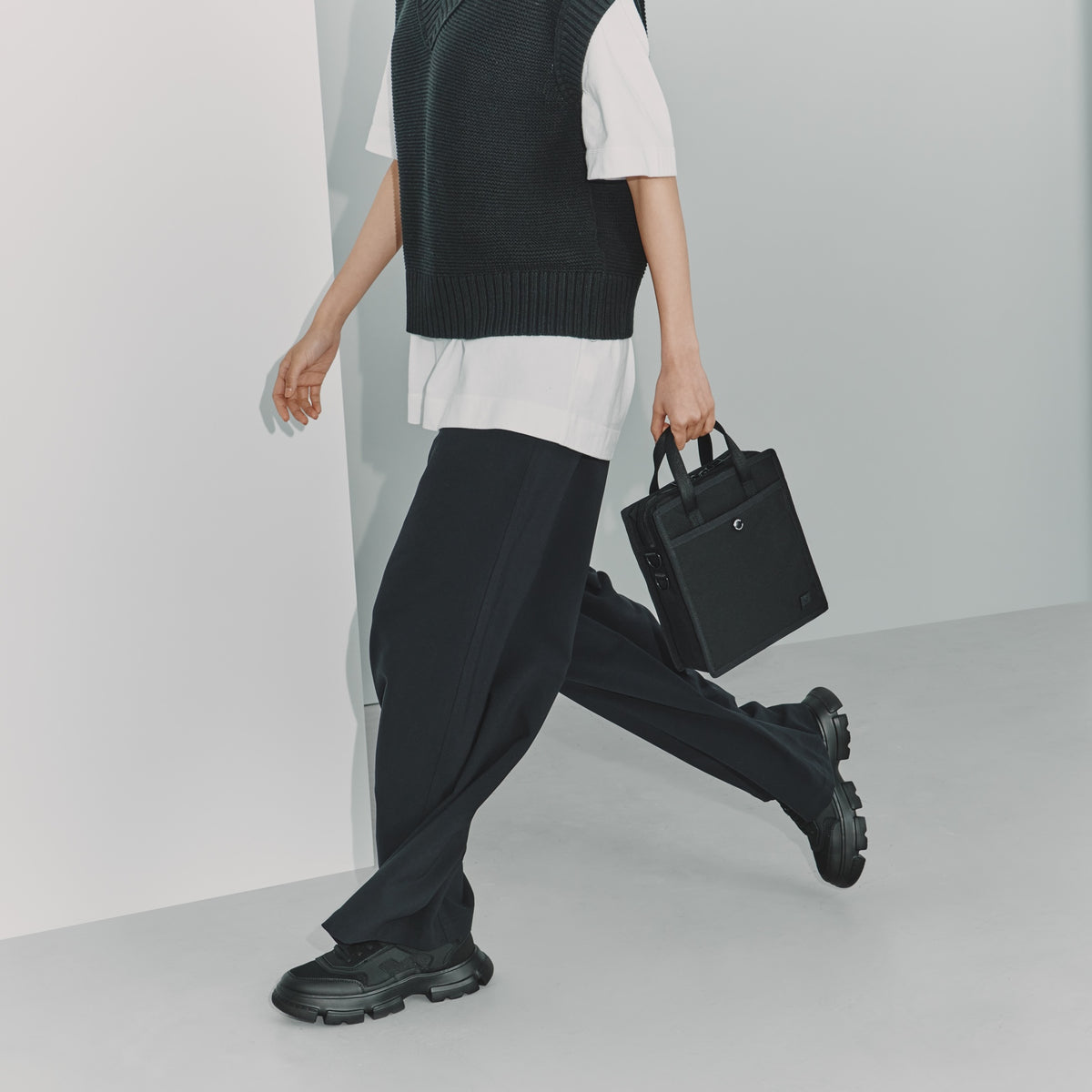 PORTER INTERNATIONAL Dean Handbag 'Black' - modelled close up view