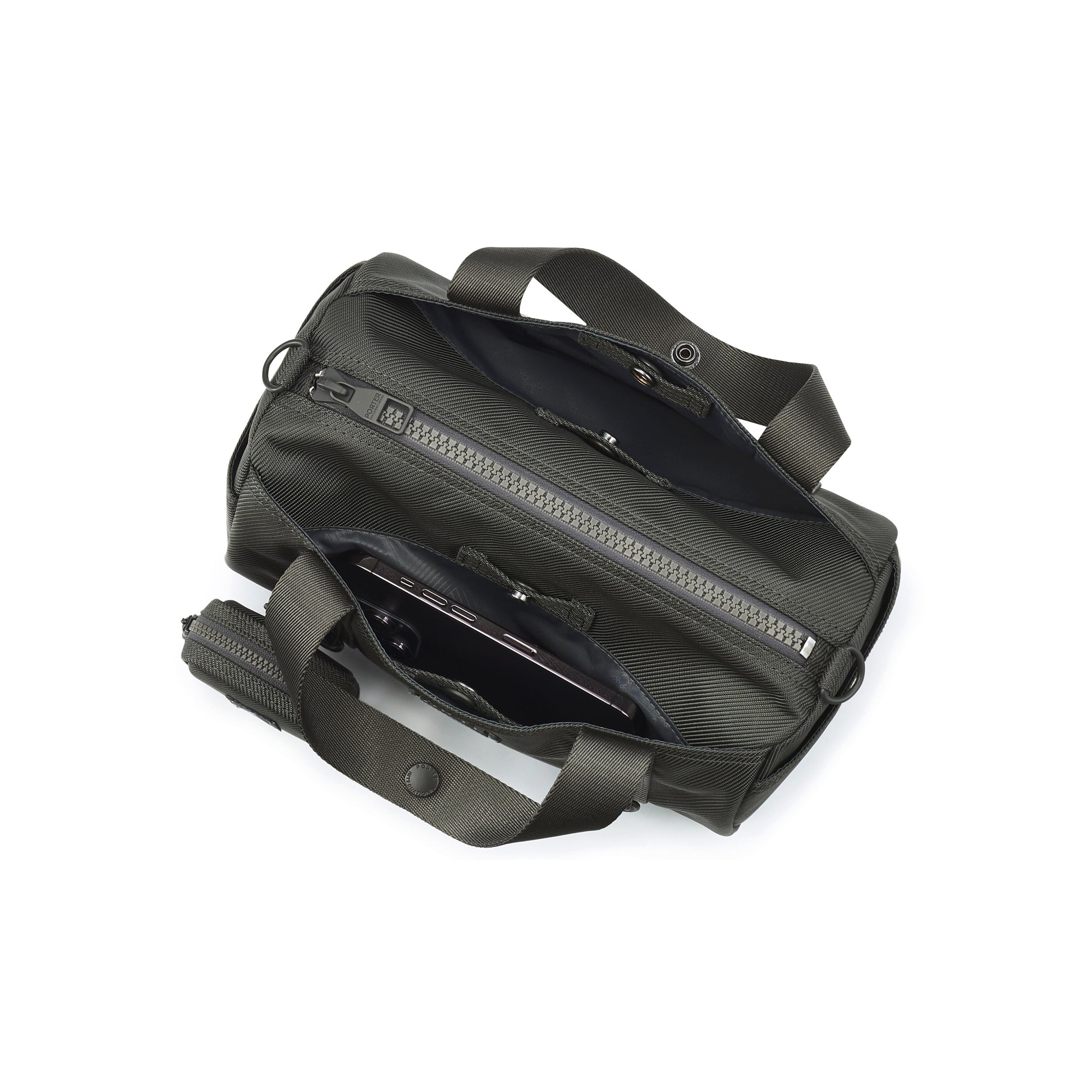 PORTER INTERNATIONAL Roll In HandBag M Grey utility handbag matching mini pouch adjustable strap everyday carry bag