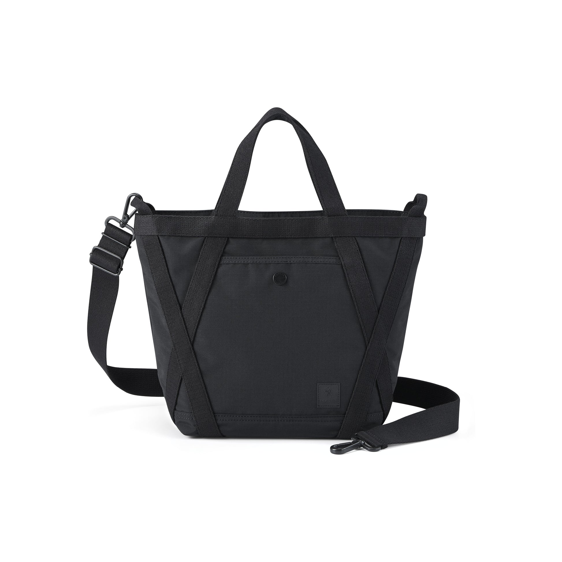 PORTER INTERNATIONAL Link Handbag M Black with top handles detachable shoulder strap and durable fabric construction