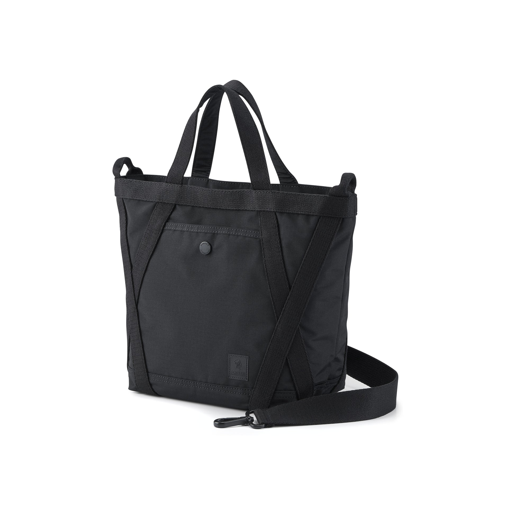 PORTER INTERNATIONAL Link Handbag M Black with top handles detachable shoulder strap and durable fabric construction
