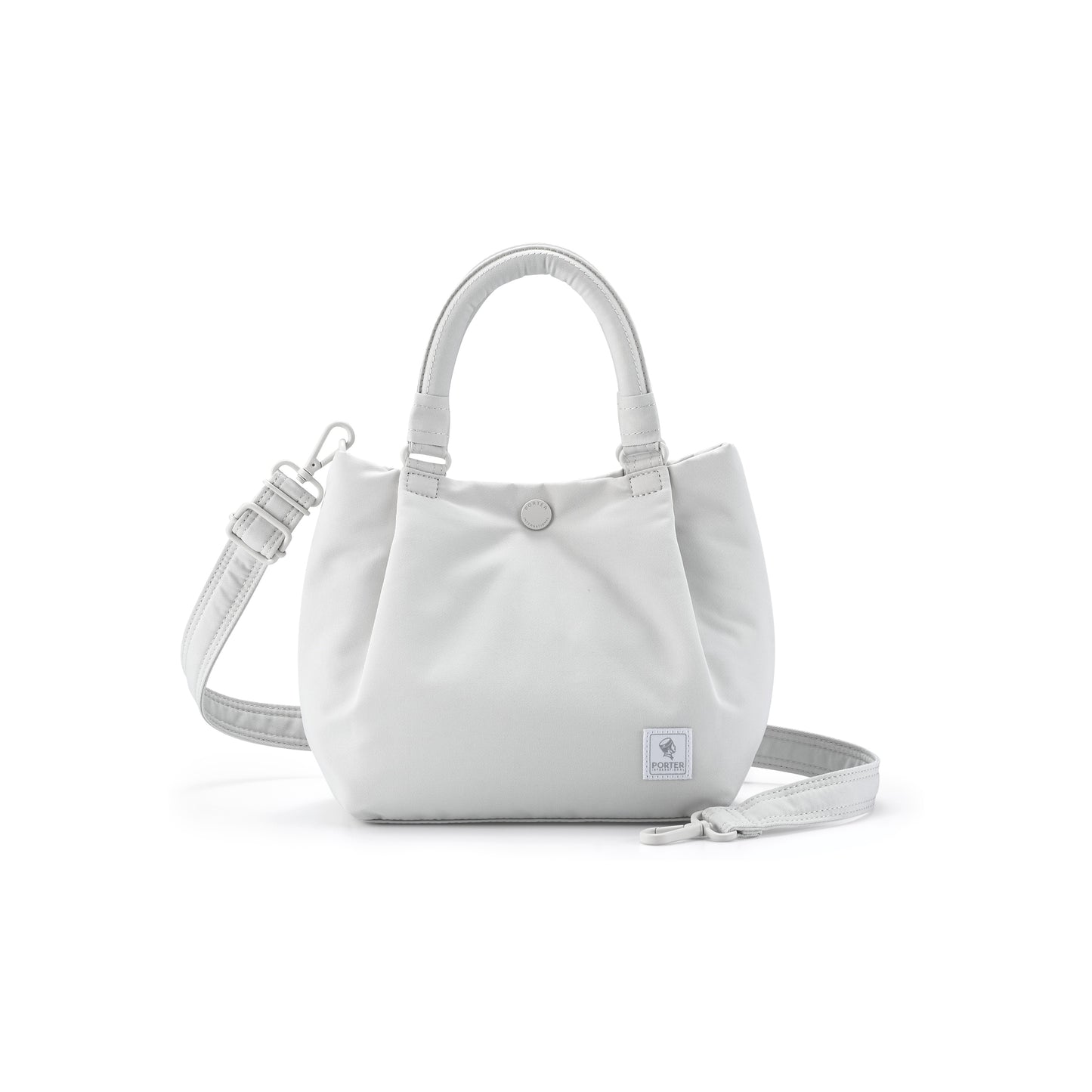 PORTER INTERNATIONAL Cush Handbag Beige lightweight handbag minimalist design adjustable strap everyday carry bag