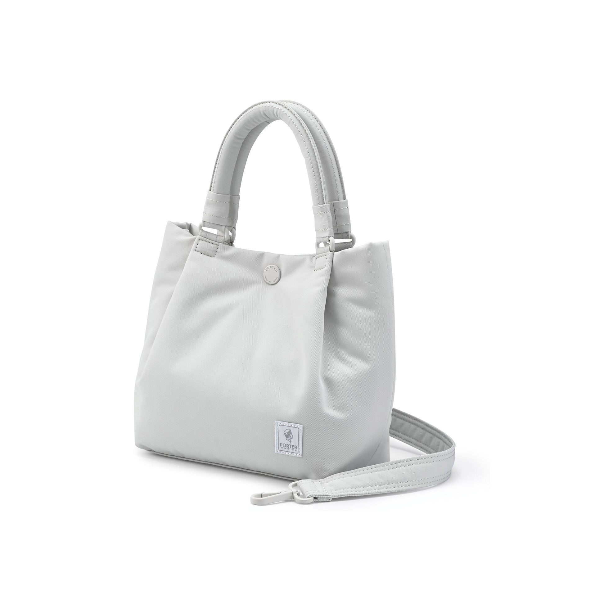 PORTER INTERNATIONAL Cush Handbag Beige lightweight handbag minimalist design adjustable strap everyday carry bag