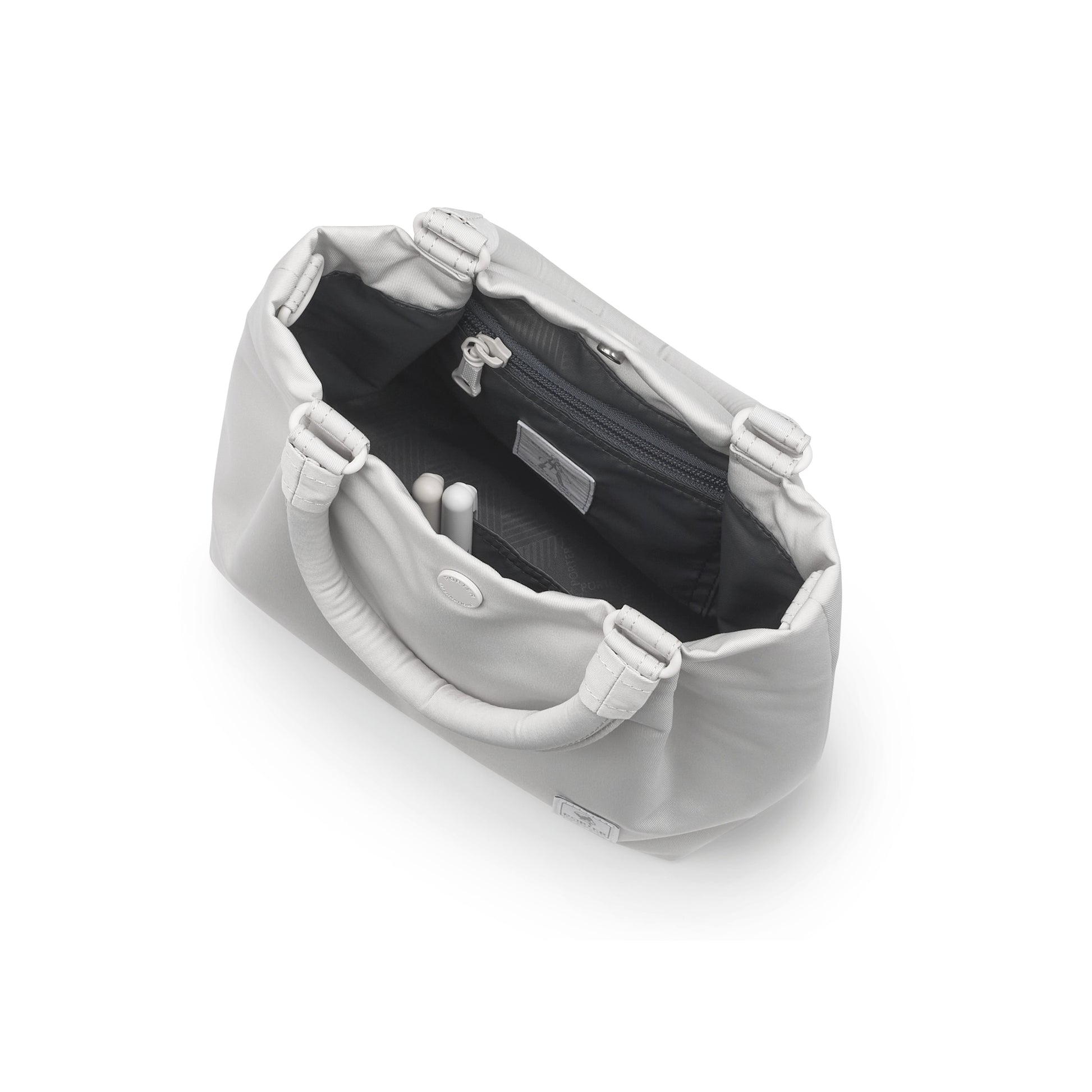 PORTER INTERNATIONAL Cush Handbag Beige lightweight handbag minimalist design adjustable strap everyday carry bag