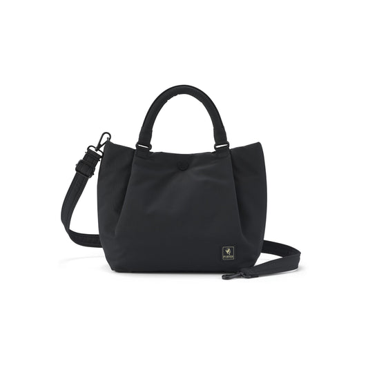 PORTER INTERNATIONAL Cush Handbag Medium Black lightweight handbag with top handles detachable shoulder strap and spacious interior