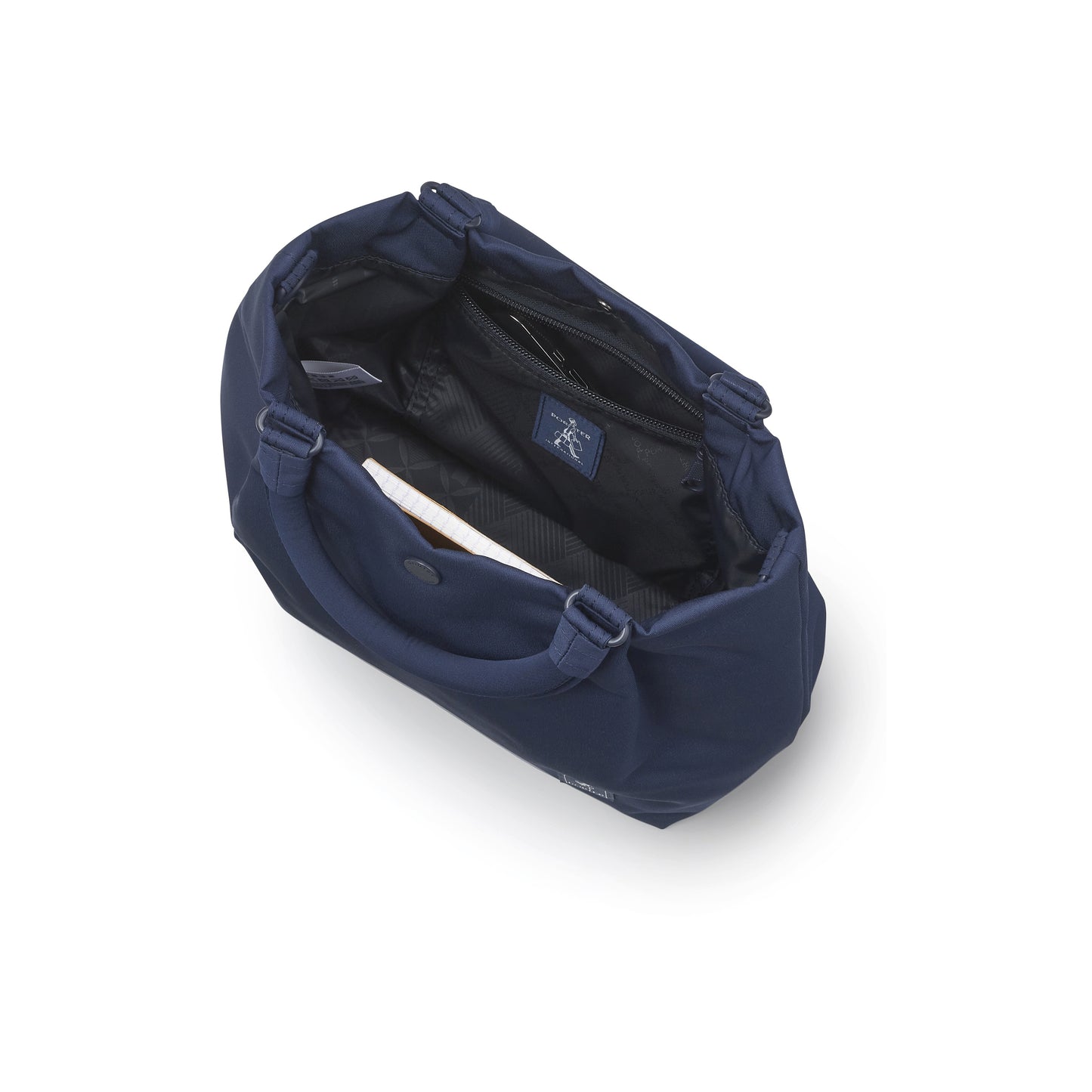 PORTER INTERNATIONAL Cush Handbag Navy Blue lightweight handbag minimalist design adjustable strap everyday carry bag
