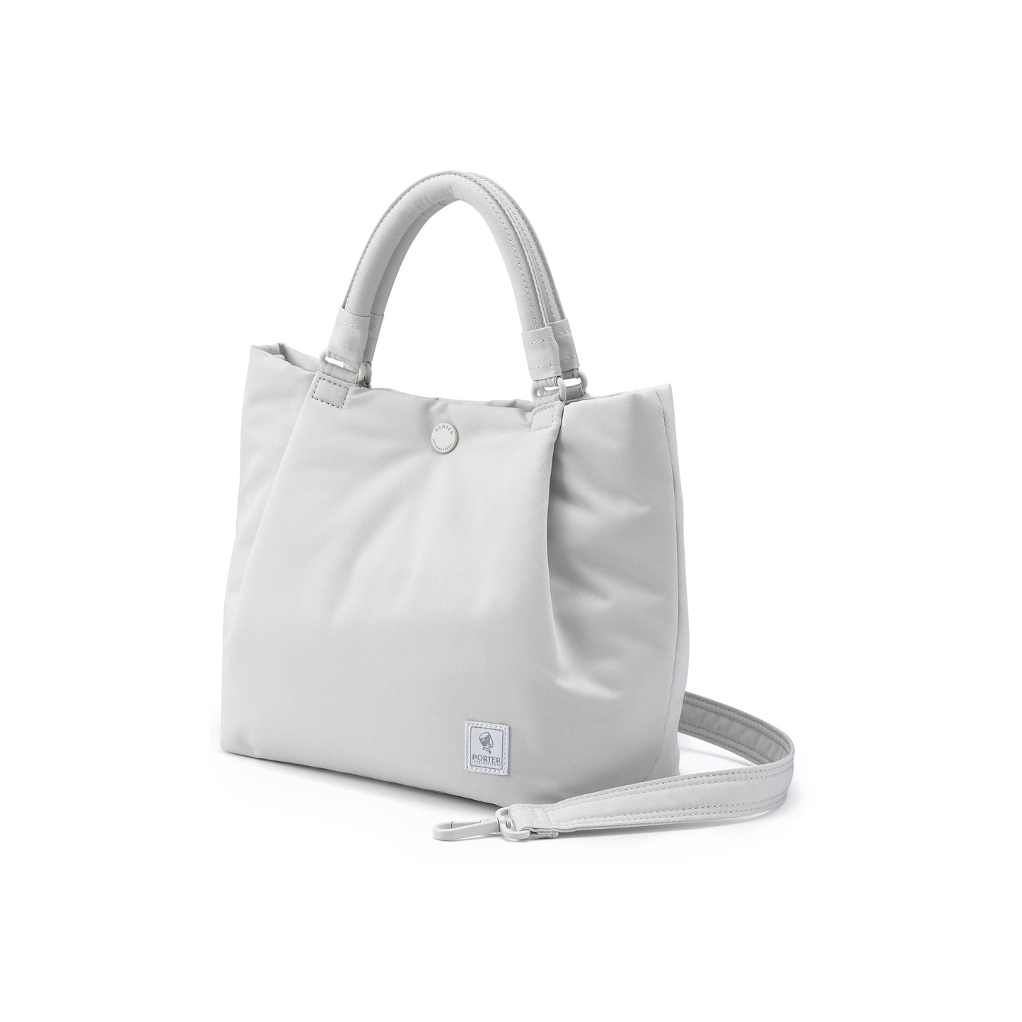 PORTER INTERNATIONAL Cush Handbag Beige lightweight handbag minimalist design adjustable strap everyday carry bag